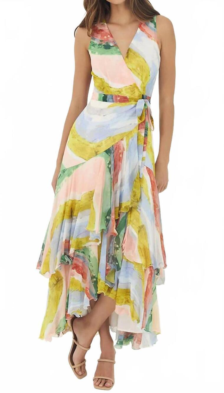 NEW HUTCH trinity sleeveless maxi wrap dress in cascade